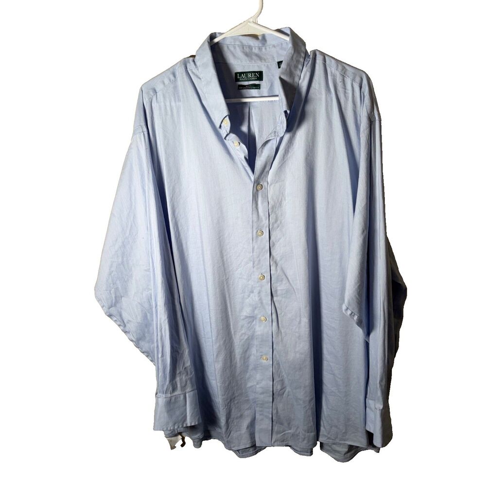 Lauren Ralph Lauren Shirt Men's 19 34/35 Blue Big Fit Performance Stretch Button